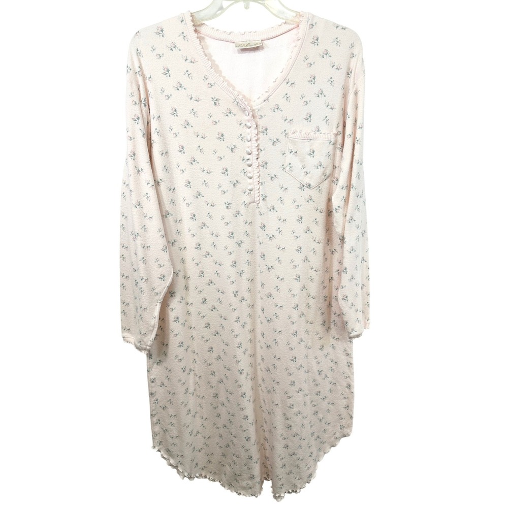 VTG Delicates XXL Nightgown Modest Cottagecore Pink Floral Long‎ Sleeve 1626